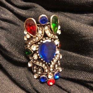 Blue Multicolor Stone Statement Ring - Women Jewelry